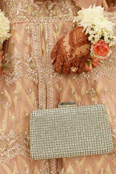 baby pink valima maxi with matching clutch and free hijab & niqab set.