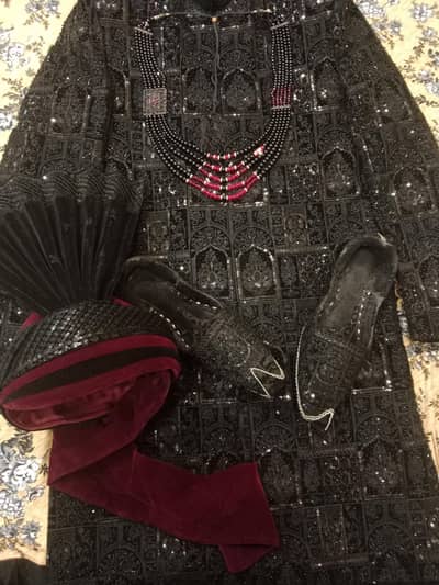 groom sharwani black decent