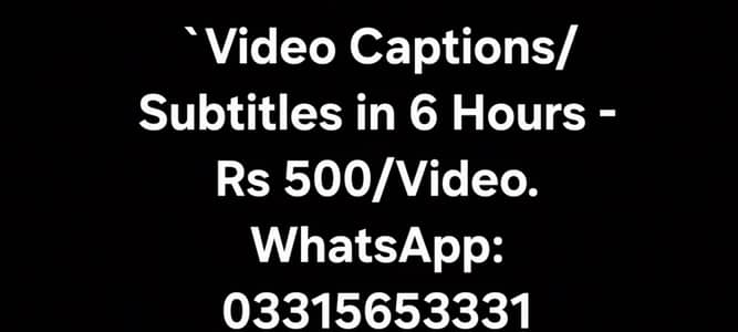 Urgent Video Captions in 6 Hours - SRT File | Rawalpindi`