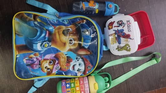 deal of school bag ,bottles and lunch box