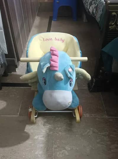 Kids Unicorn Rocking Horse with Wheels – Like New