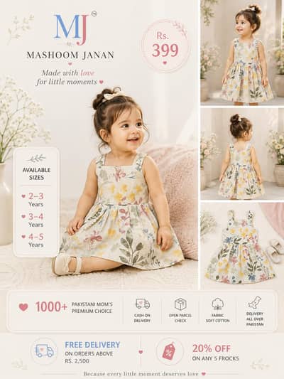 Kids Strap Frocks for Girls – Mashoom Janan | Cotton Summer Dress