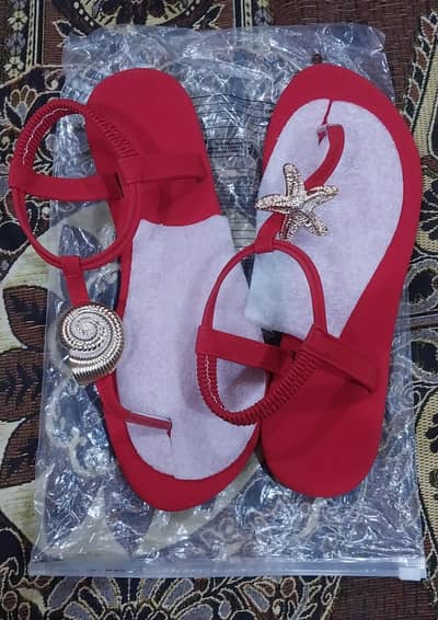 beautiful sandal for girls red colour new un used