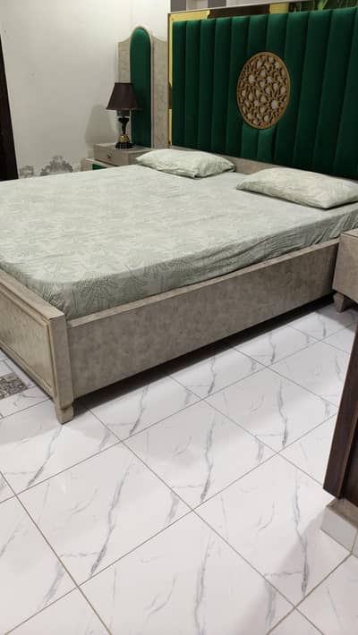 Luxury Bedroom Set( Bed + 2 Side Tables + Mattress +Dressing Table )