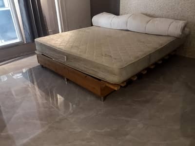 Bed frame wooden king with mattress