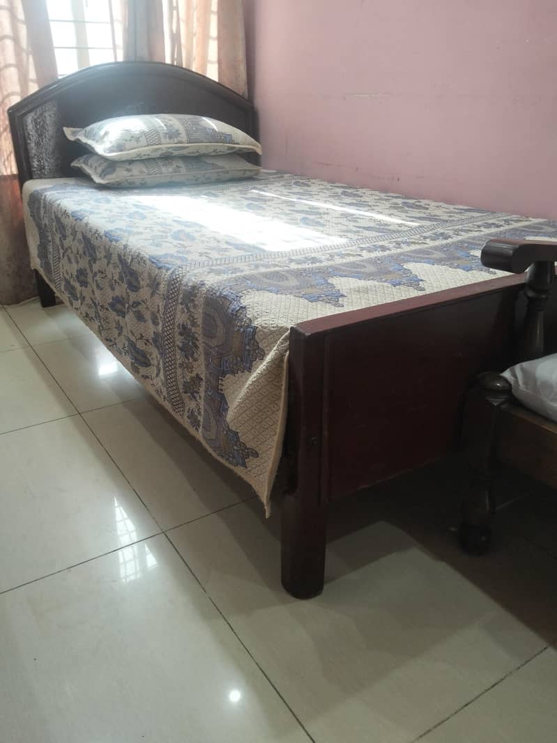 Solid wood single bed with mattress 0