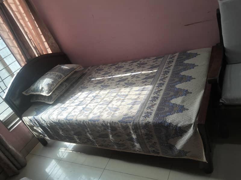 Solid wood single bed with mattress 1