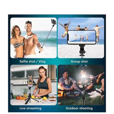 foldable self stick with LED lights Bluetooth  remote