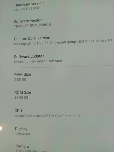 model M8 TB-8505 F in excellent condition for sale. ROM 16 GB