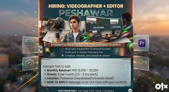 Hiring Freelance Video Shooter- Fresh Graduates & Students (Peshawar)