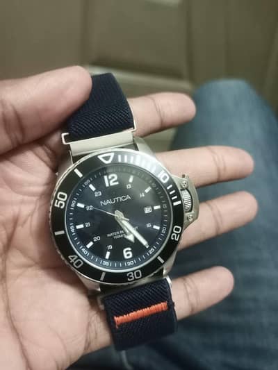 Nautica Original steel japan movement word map
