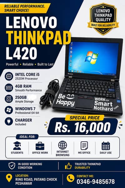 Lenovo ThinkPad L420 Core i5-2520M processor,