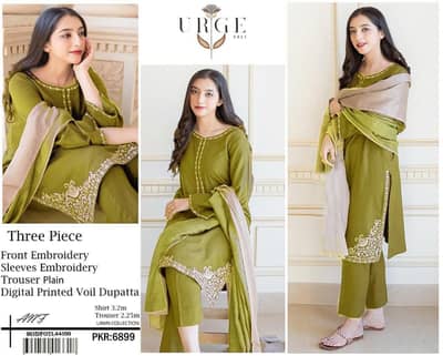 Women's 3-Piece Embroidered Lawn Suit with Chiffon Dupatta