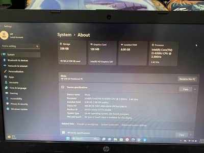 HP laptop 128mb graphic card, 8gb RAM, 238gb storage,