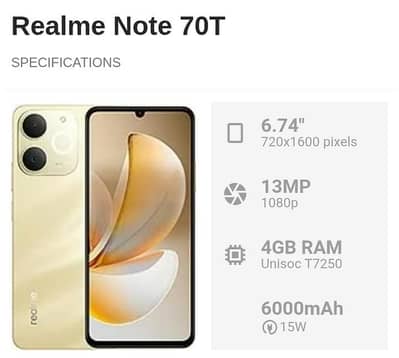 Realme note 70tl