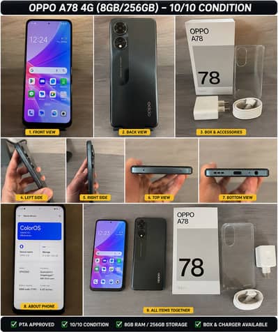 OPPO A78 4G (8GB RAM / 256GB ROM) – 10/10 For sale