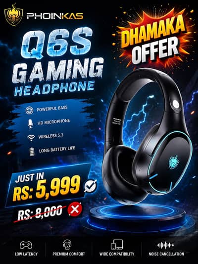 Phoinkas Q6S Wireless Gaming Headphone – Brand New (Dhamaka Offer)