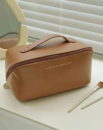 Premium Leather Vanity Case | Waterproof Travel Cosmetic Bag