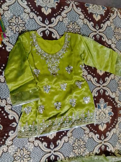 Mehndi Green Lehenga Choli – 3 Piece (Multicolor Dupatta)
