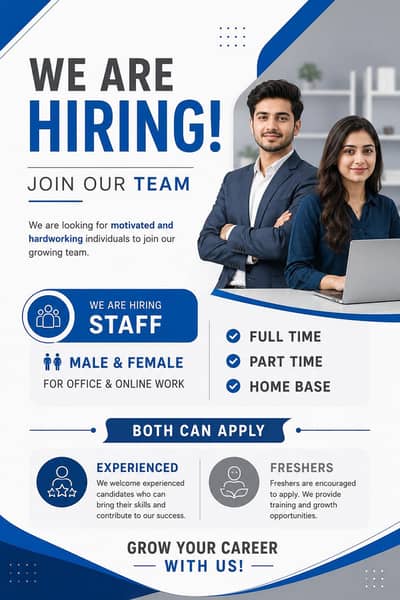 hiring male and female for online and office