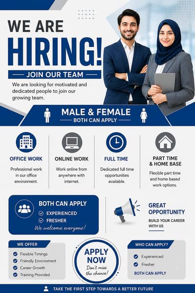 hiring male and female for online and office