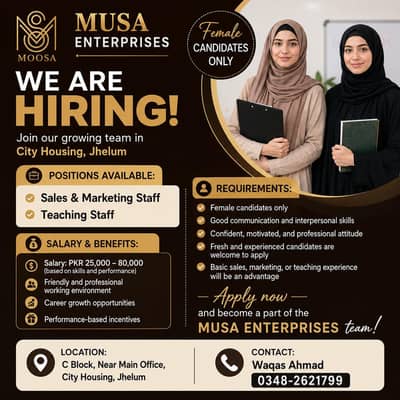 Urgent Hiring | Female Sales & Marketing | Teaching Staff Jobs
