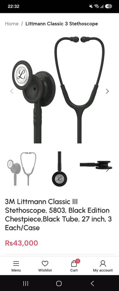 3M Littmann classic III all black colour new stethoscope