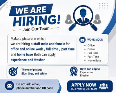 We are hiring staff for work