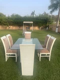 6 Seater Glass Top Dining Table Set | Modern Luxury Dining Set