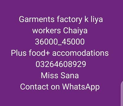 garments factory main workers chaya male _female