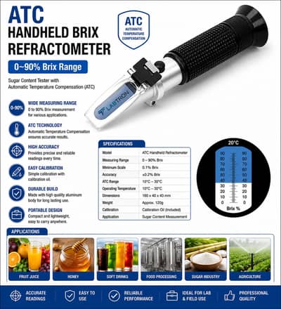 Brix Refractometer (0–90% Brix) price in pakistan ATC Handheld