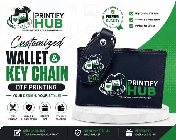 Customized Wallet & Keychain Set – DTF Printed