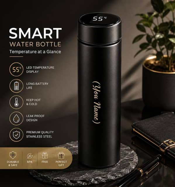 Smart LED Temperature Display Vacuum Flask – Stainless Steel Thermos Water Bottle | Hot & Cold Insulated Travel Bottle (500ml)