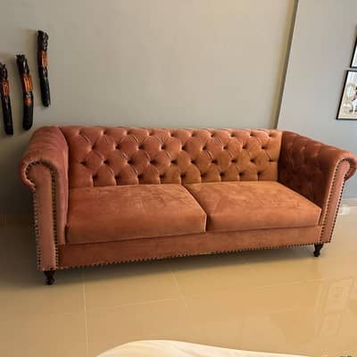 Sofa set 5 cushions Tea pink velvet 185,000/=