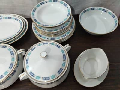 Royal ceramics white and blue gold plated dinner set