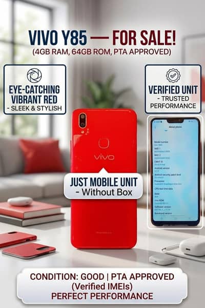 Vivo Y85 (Red, 4GB RAM, 64GB ROM) — PTA Approved
