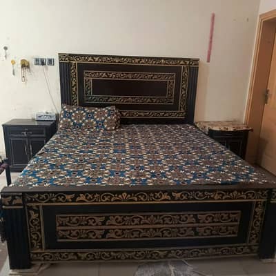 Double bed with side tables + wardrobe