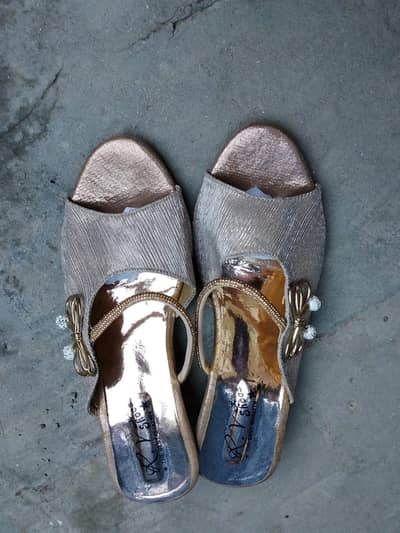 Women Fancy Heels Sandals Rose Gold Shimmer