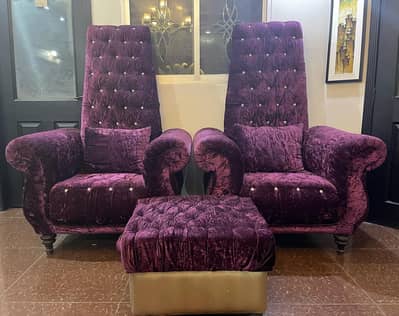 Luxury Royal Velvet Sofa Chair Set