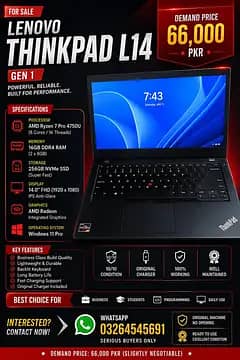 Lenovo Thinkpad L14, Ryzen 7 pro 4750U 16Gb ram