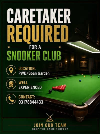 Caretaker Required For Snooker Club