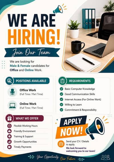 ONLINE WORK AVAILABLE FOR BOTH MALES AND FEMALES