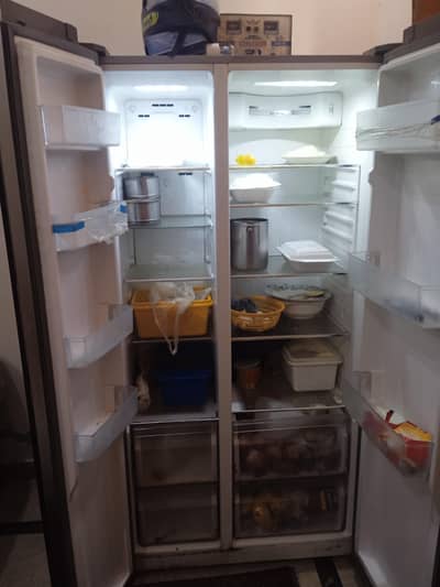 Double door fridge .