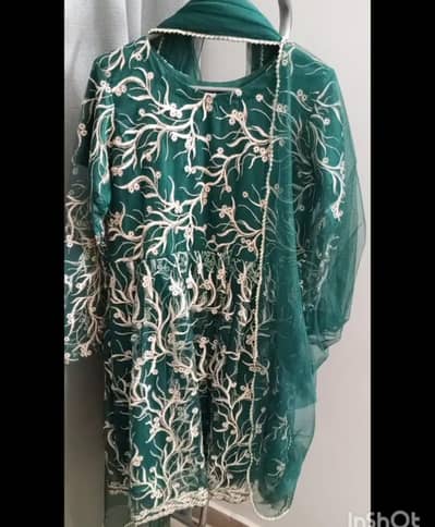 Green Embroidered 3 Piece Suit