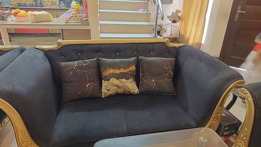  Premium 7-Seater Luxury Sofa Set – Elegant Black Cushioned | Excel