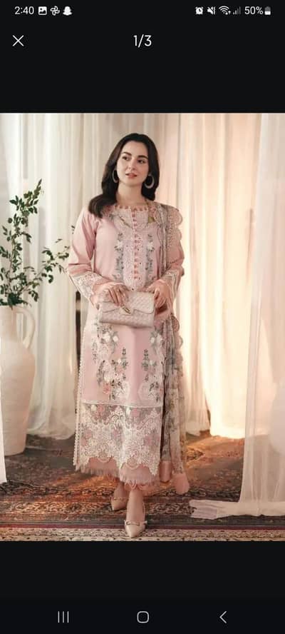Pink Embroidered 3 Piece Unstitched Suit | Elegant Women's Dress