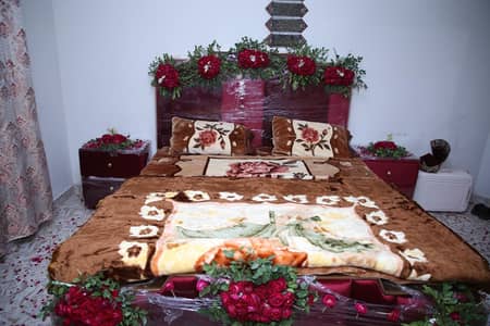 king size bed set, dressing and dewaan with medicated cannon mattress
