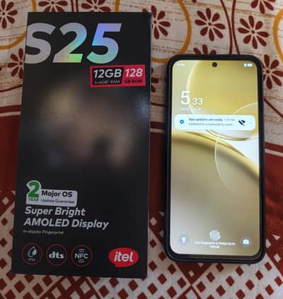 Itel S25 with box, on screen fingerprint, 6/128