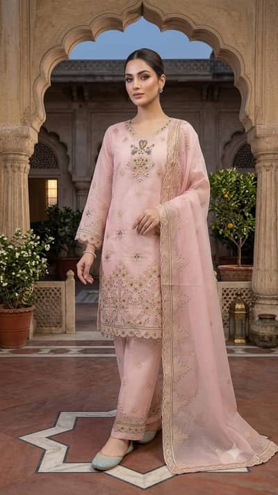 ready to wear khadi or gangster 3 piece embroidered
