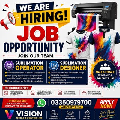 Sublimation Designer & Sublimation machine Operator